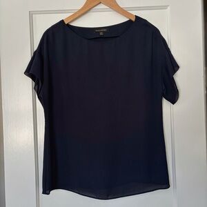 Banana Republic Navy Relaxed Ruffle Sleeve Blouse